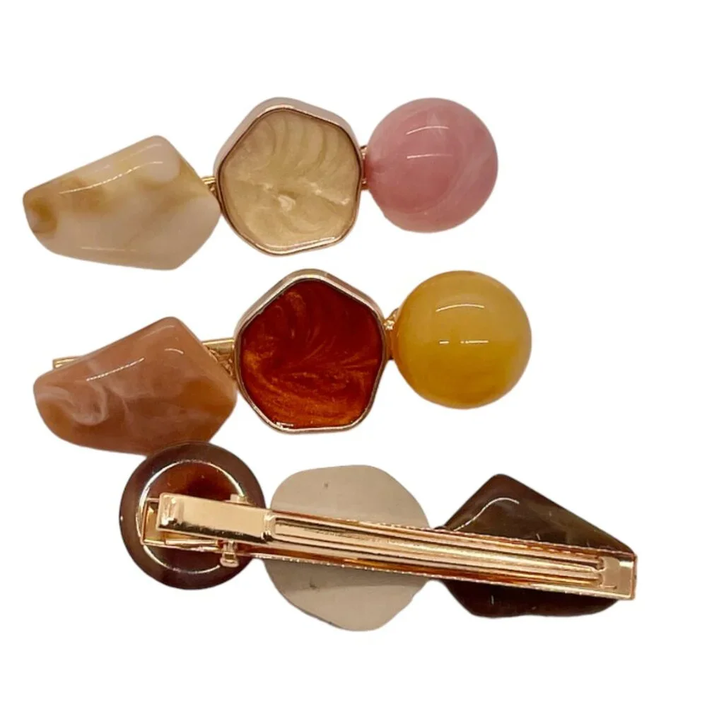 ⭐️❤️ FREE Stone Geode Boho Peasant Hipster Hippie Deco Farm Chic Hair Barrettes